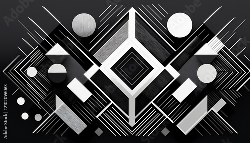 composicion abstracta geometrica en blanco y negro