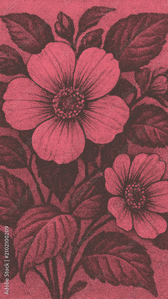 Obraz premium Vintage floral art mobile wallpaper