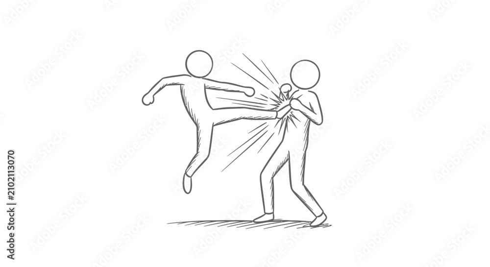 Fototapeta premium Two people in a physical conflict.