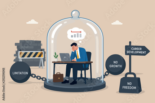 Bild auf Leinwand Business stagnation with no growth, obstacle or limitation in career development
