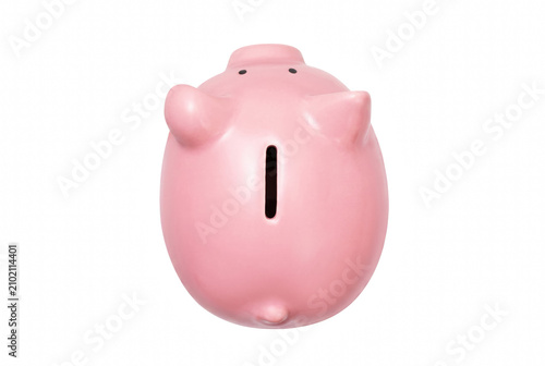 Фотография Pink ceramic coin bank viewed from above