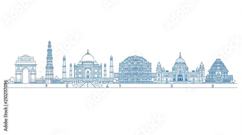 India independence day skyline iconic landmarks illustration for patriotic celebrations