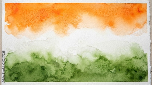 Watercolor india independence day flag vibrant saffron white and green design