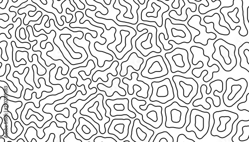 Konstfotografi Black and white abstract lines doodle seamless pattern for retro background and design element