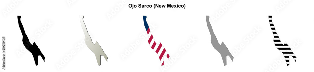 Obraz premium Ojo Sarco (New Mexico) blank outline map set