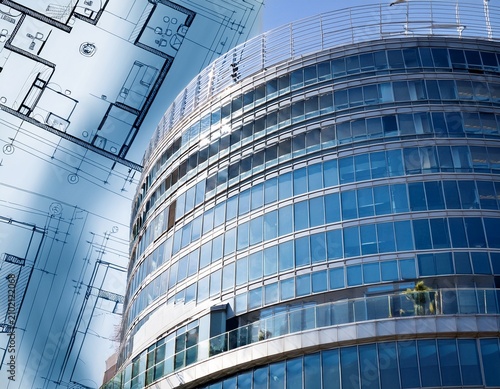 architectural plan and blueprints for a new office building