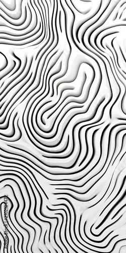 Abstract white flowing lines creating a seamless topographic map like pattern with shadows for a 3d effect.