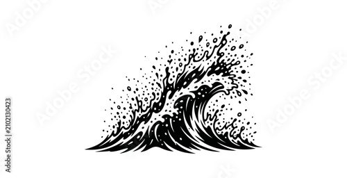 Photography Stylized Ocean Wave Splash Vector Illustration