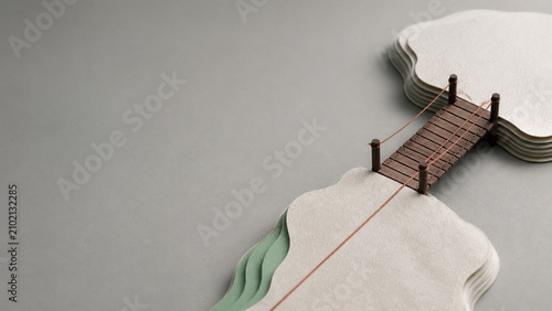 Small Bridge Reconnects Two Separated Paper Islands