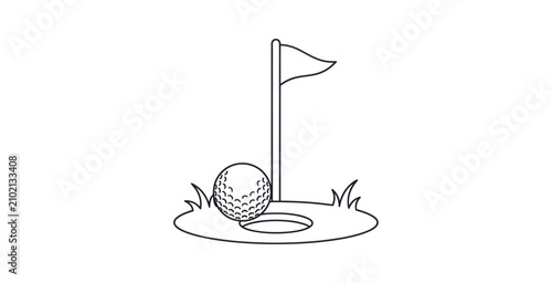 Quadro su tela Golf Ball and Hole Minimalist Vector Icon