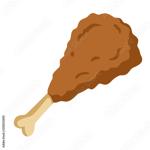 Crispy fried chicken drumstick with bone, golden brown fast food meat.