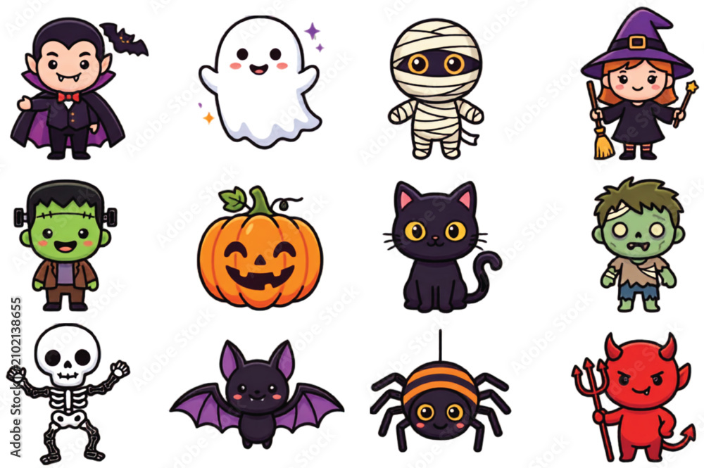 Fototapeta premium Premium Halloween Vector Character Collection Isolated on Transparent Background