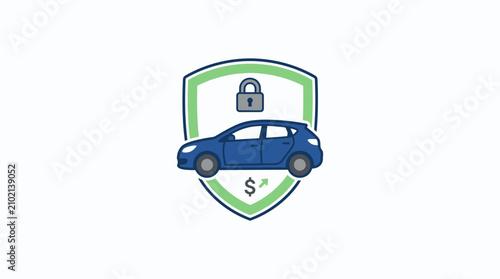 Automotive Asset Protection Shield Icon Depicting Vehicle Security Insurance Coverage and Financial Savings Concept