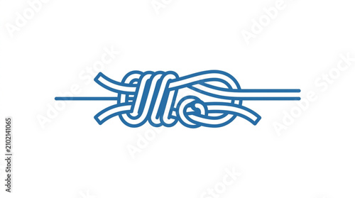 Tableau sur toile Blue rope knot isolated on white background.
