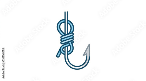Foto Blue rope tied to a metal hook icon.