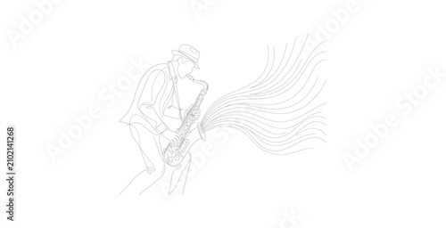 Photography Minimalist Jazz Saxophone Player Line Art Vector