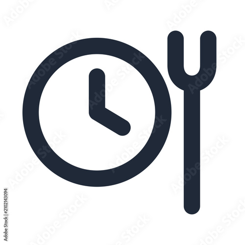 Obraz na plátne Lunch Hour Clock and Fork Icon