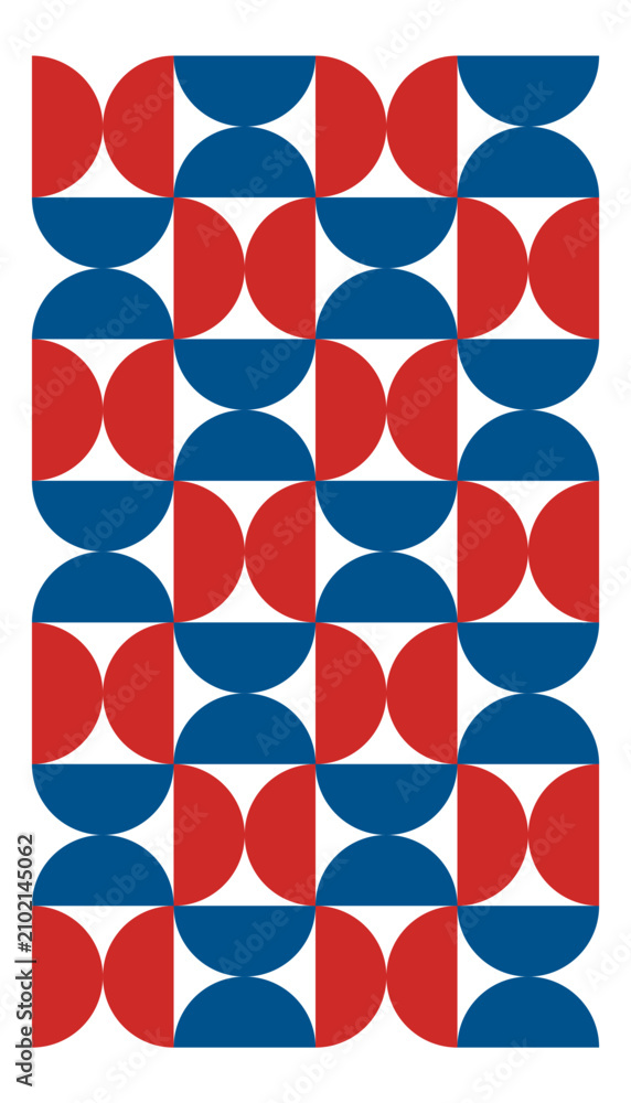 Fototapeta premium Abstract Seamless Geometric Pattern with Red and Blue Retro Shapes