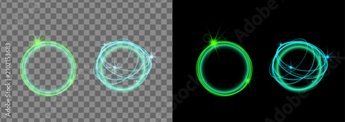 Bild auf Leinwand Neon circle effects pack glowing rings for digital art and graphic design