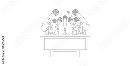 Press Conference Podium Vector Illustration