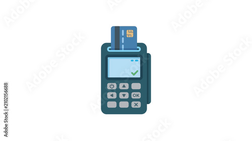 Obraz na płótnie POS Terminal with Credit Card Flat Icon