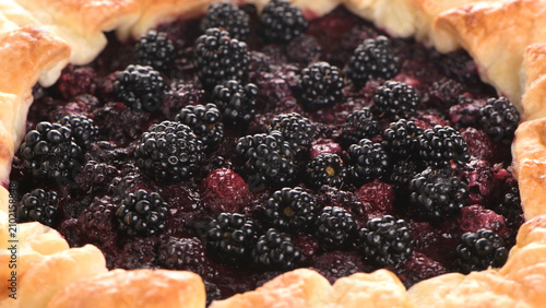 Close-up of Fresh Blackberry Galette with Golden Puff Pastry
