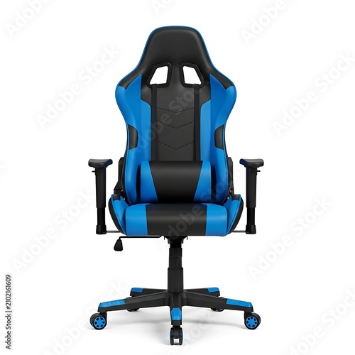 Elegant blue gaming office chair with high back and armrests