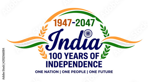 Bild auf Leinwand India 100 Years of Independence logo, 1947-2047 centenary celebration emblem, tr