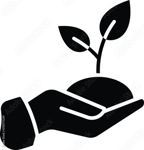 plant in hand glyph icon