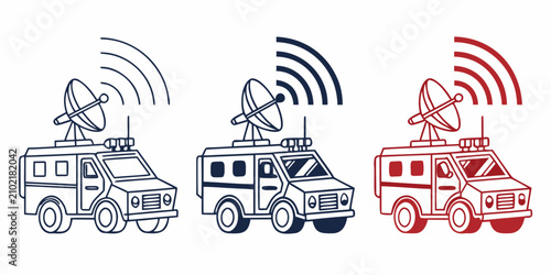 Fotografie Military radar defense vehicles with rotating antennas military vehicle radar de