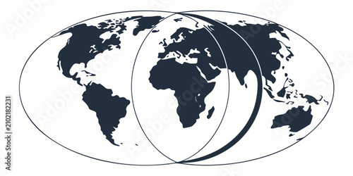 Fotografía Split globe showing light and dark hemispheres, duality concept earth split ligh