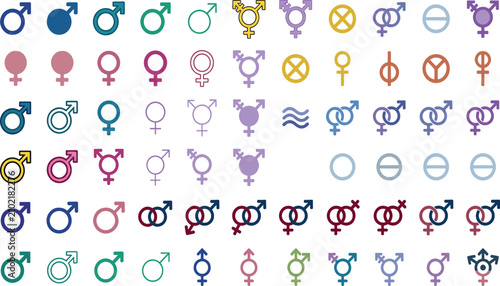 Foto LGBTQ gender symbol icon mega set vector with transgender intersex nonbinary hom