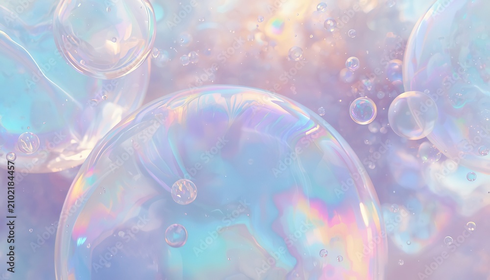 Obraz premium Realistic soap bubble with shimmering rainbow iridescence, isolated as a transparent PNG overlay for creative design.