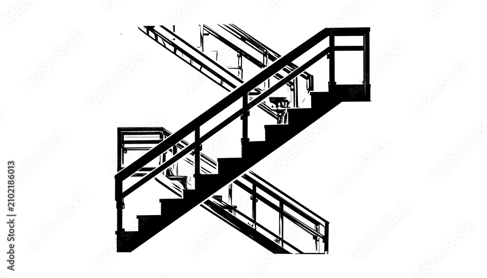 Fototapeta premium Black and white geometric wireframe structure illustration.