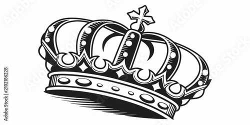 Fotografía Intricate black silhouette crown emblem, ornate regal insignia crown silhouette