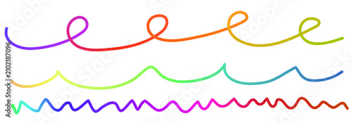 Schilderij op canvas Vibrant colorful abstract squiggle lines forming playful loops and waves, bright