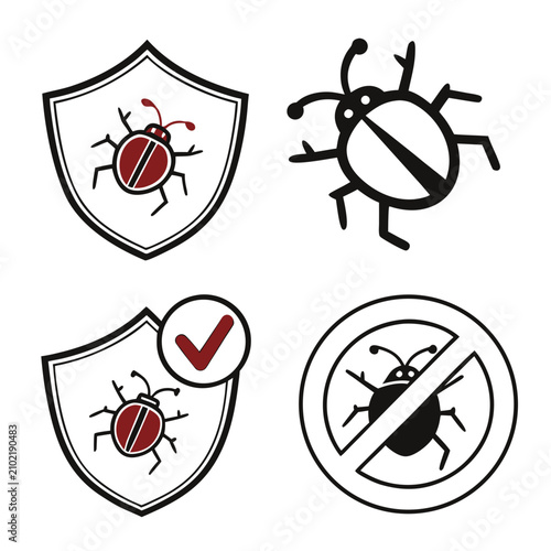 Bild auf Leinwand Shield with red shield symbol and ladybug shield red shield security symbol prot