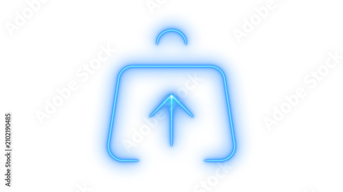 Fotografía Glowing neon upload shopping bag icon isolated on transparent background