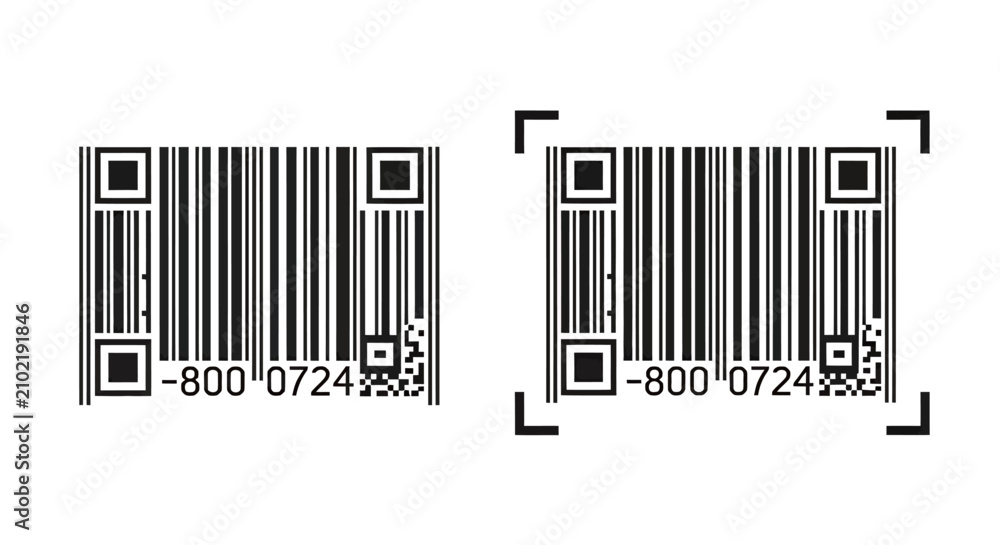 Obraz premium Pair of barcode labels on white background suitable for graphic design projects.