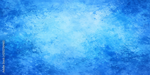 Vibrant blue abstract texture background frost ice water paint splash effect light central glow backdrop