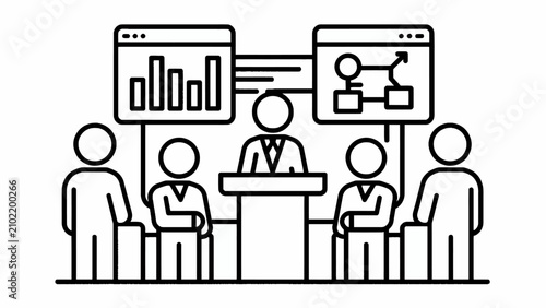 Minimalist Vector Illustration of Business Presentation and Conference Event