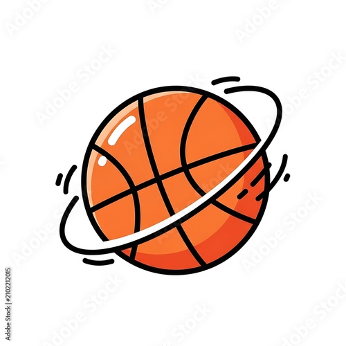Dynamic spinning basketball ball doodle illustration with motion lines white background design element graphic art digital art basketball spinning illustration athletic equipment