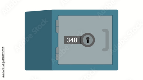 Modern blue safe with digital lock for secure document storage.