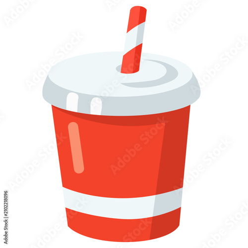 red paper soda cup with straw vector illustration