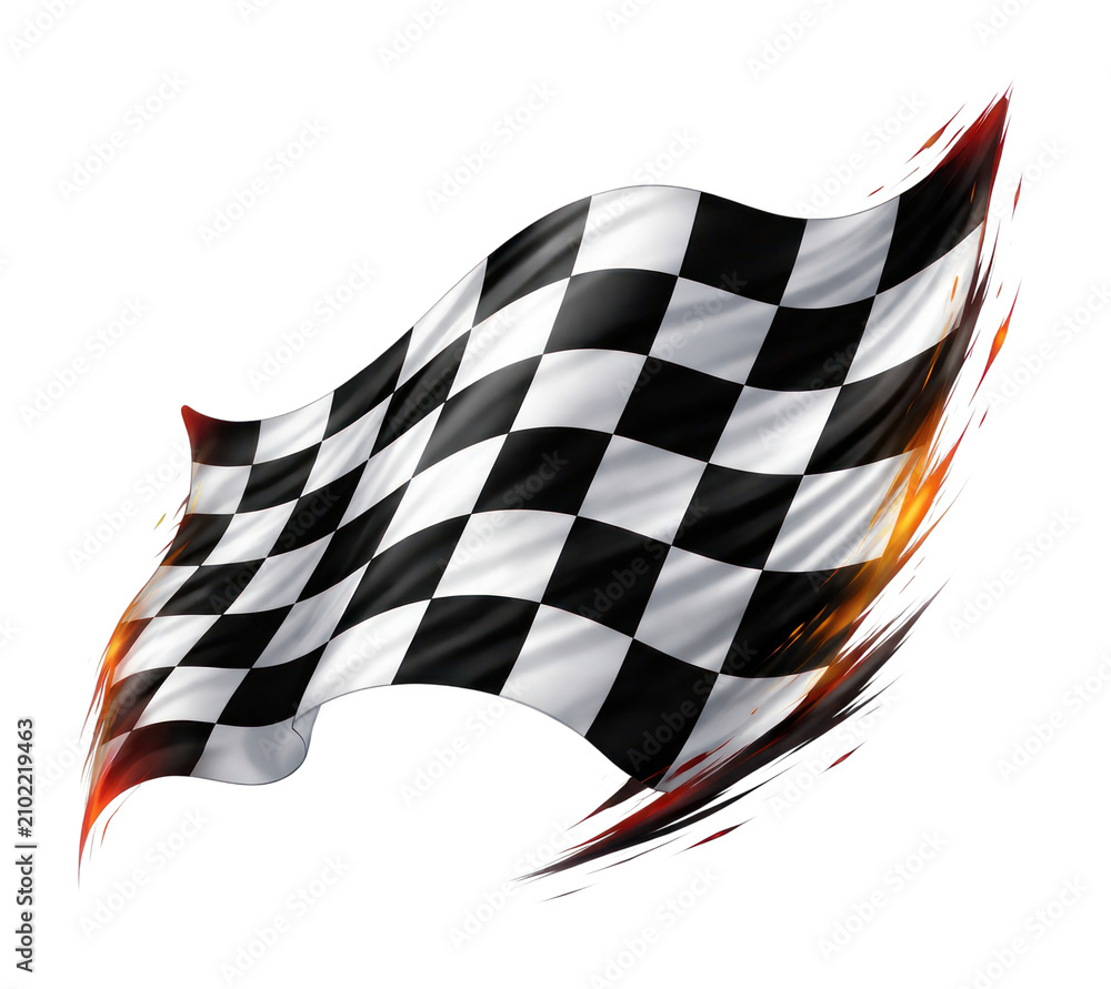 Fototapeta premium PNG Dynamic checkered flag illustration.