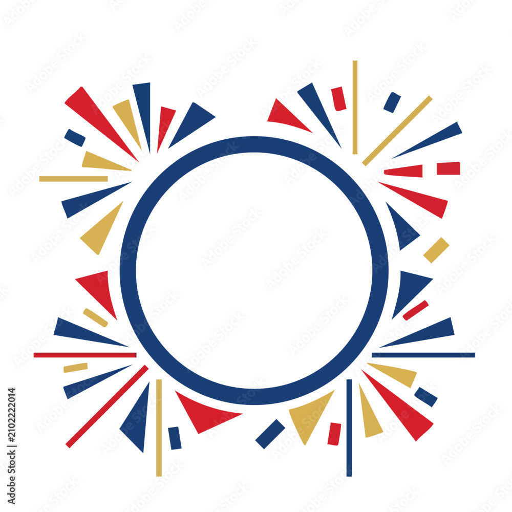 Obraz premium Ring with Colorful Radiating Elements Celebrating Independence Day Concept Featuring Celebration, Patriotic, Stars with Stripes