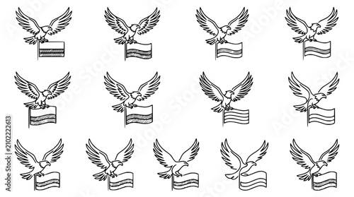 Foto Eagle Holding Flag Vector Illustration - Symbol of Freedom and Patriotism