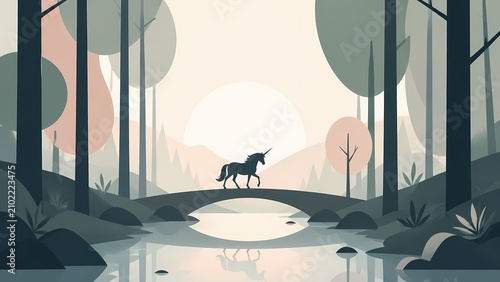 Unicorn Silhouette in Quiet Forest