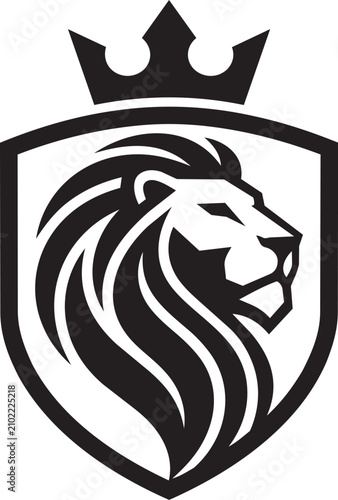 Black and white lion crest with crown and aurum regal text