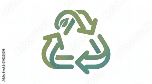 A simple flat vector recycle icon with smooth geometric lines, modern eco-friendly symbol, isolated on clean white background
